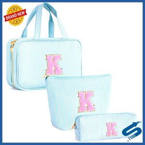 Personalized Canvas Toiletry Bag Set Travel Cosmetic Organizer Gift Idea